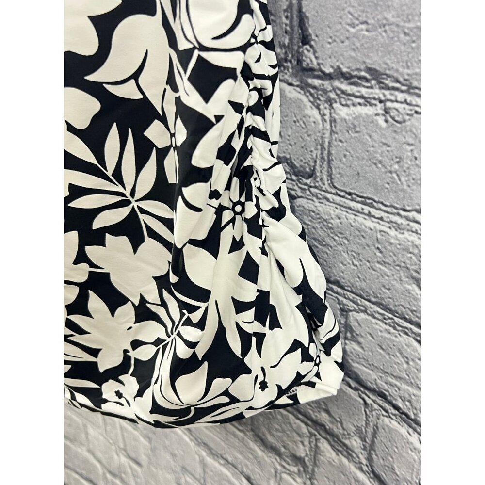 Lands End Womens Halter Swimsuit Top Black & White Floral Print Size 22W - Picture 5 of 6